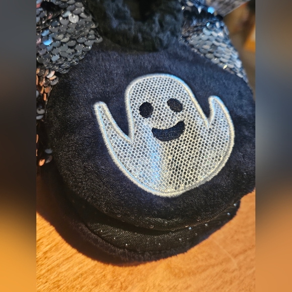 Summerween Sequin Sparkle GHOST Slippers Halloween Cozy Soft Large/XL 9-11 Women - Picture 3 of 3